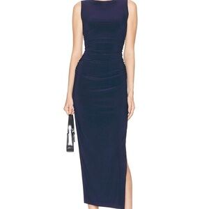✨ Stunning Norma Kamali Sleeveless Shirred Waist Gown in True Navy ✨